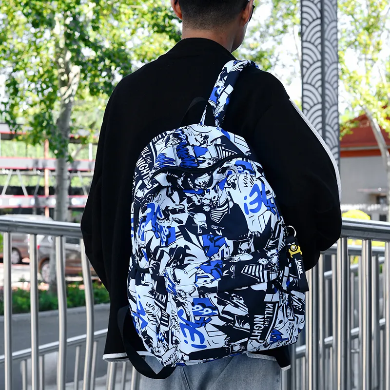 Yalu Nylon Backpack Unisex Pink/Gray/Green/Blue/Navy Blue-20