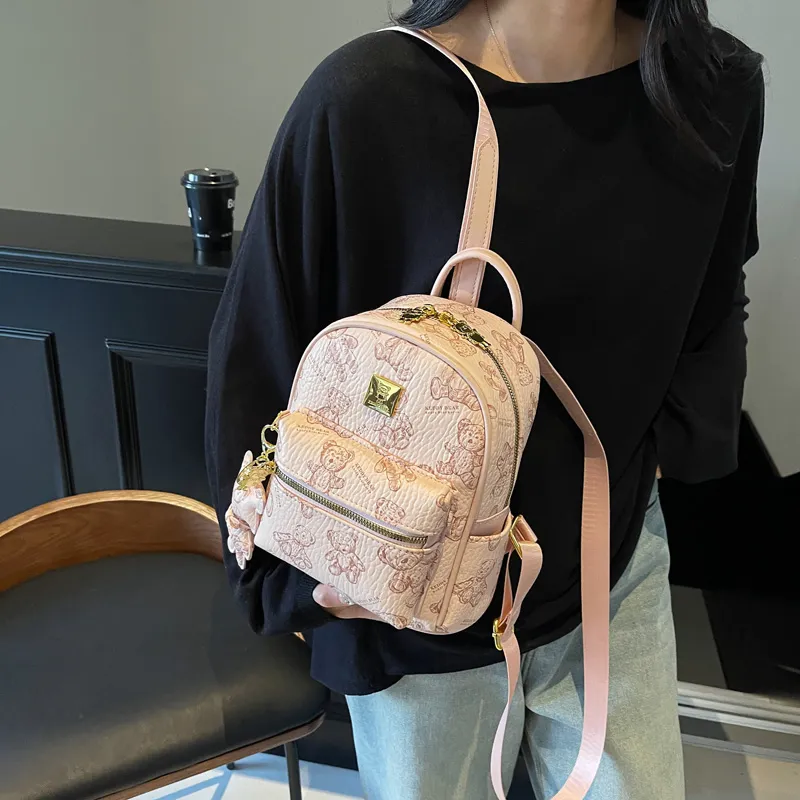 Yalu PU Backpack Women's White/Black/Pink/Brown-15