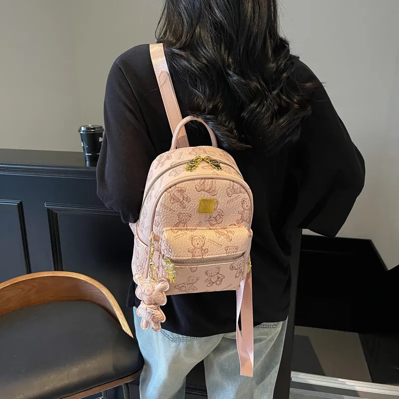 Yalu PU Backpack Women's White/Black/Pink/Brown-19