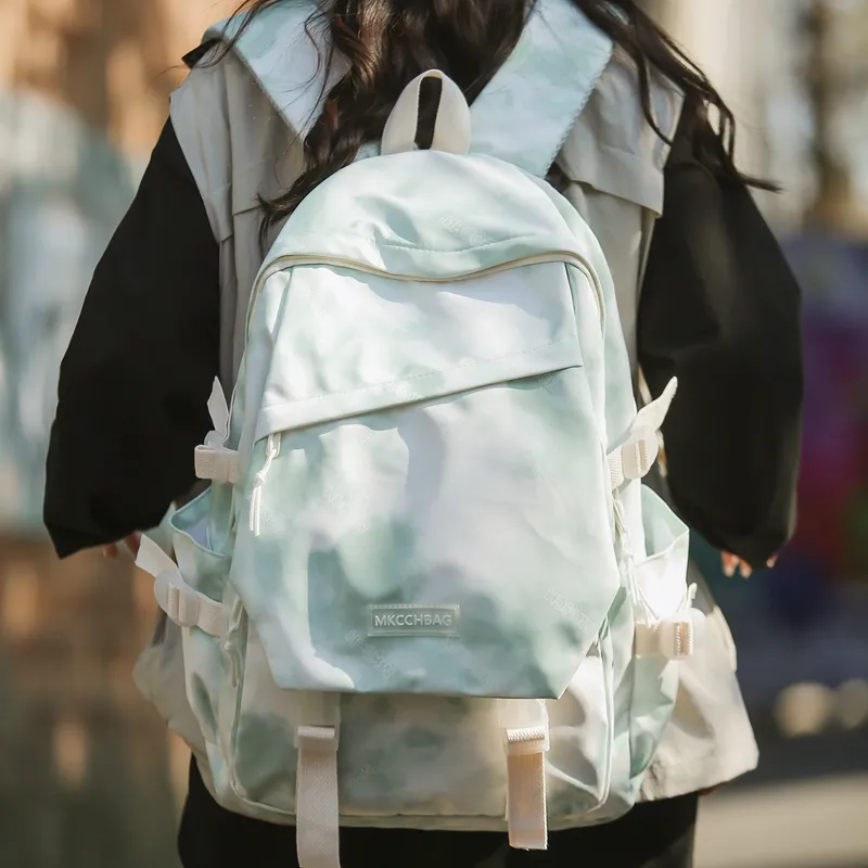 Yalu Nylon Backpack Regular Unisex Light Blue/Light Green-10
