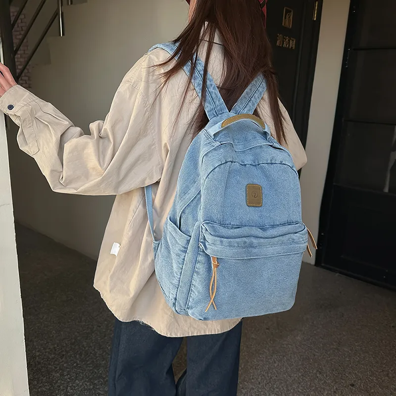 Yalu Nylon Backpack Unisex Blue/Black/Light Blue-17