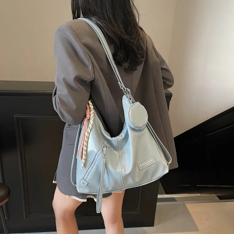 Yalu PU Backpack Women's Ecru/Black/Blue/Pink-15