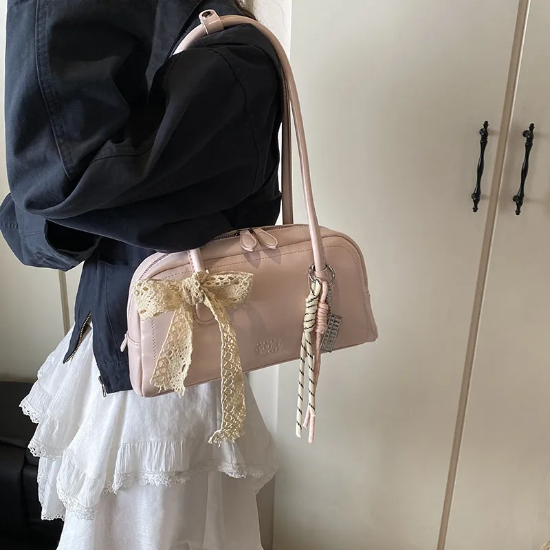 Yalu PU Shoulder Bag Regular Women's Pink/White/Silver/Black/Blue-1