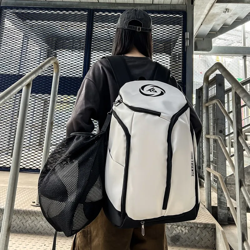 Yalu Nylon Backpack Unisex White/Dark Gray/Black-1