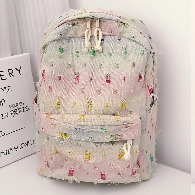 Yalu Nylon Backpack Unisex Square/Stars/Dot-10