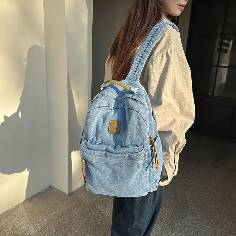 Yalu Nylon Backpack Unisex Blue/Black/Light Blue-18