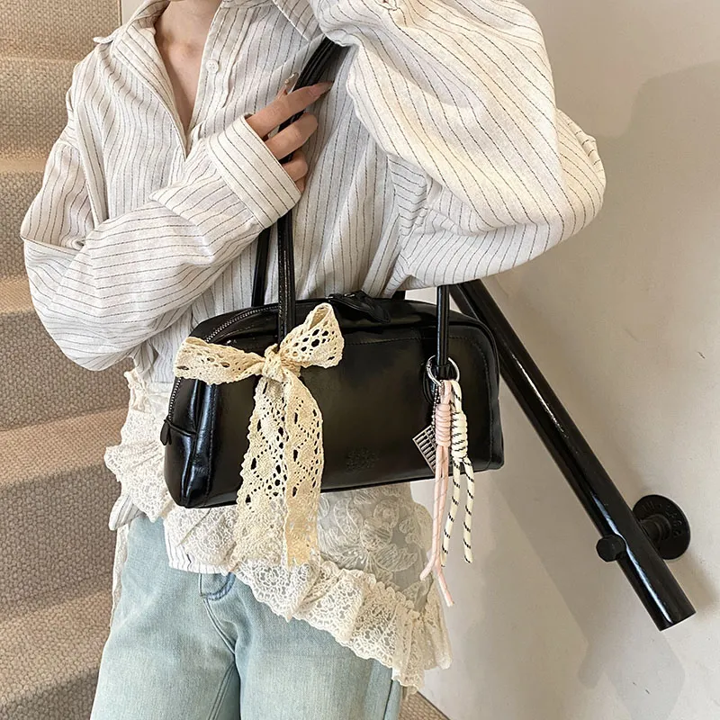 Yalu PU Shoulder Bag Regular Women's Pink/White/Silver/Black/Blue-25