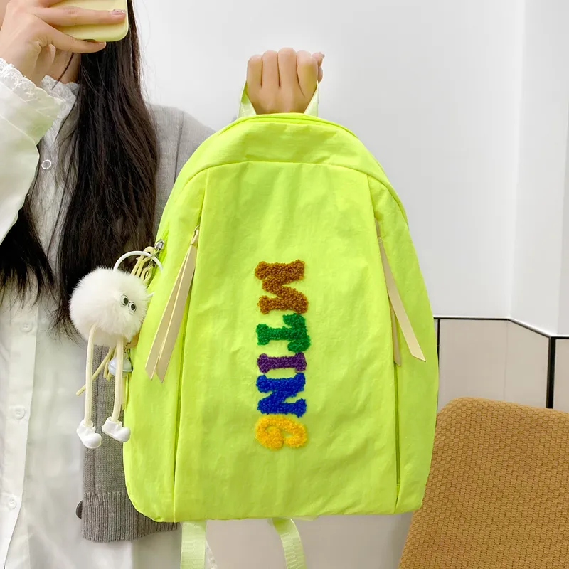 Yalu Nylon Backpack Unisex Ecru/Black/Yellow/Khaki/Neon Green-25