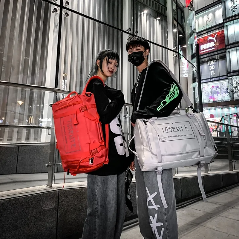 Yalu Nylon Backpack Regular Unisex Light Gray/Dark Gray/Black/Red-23