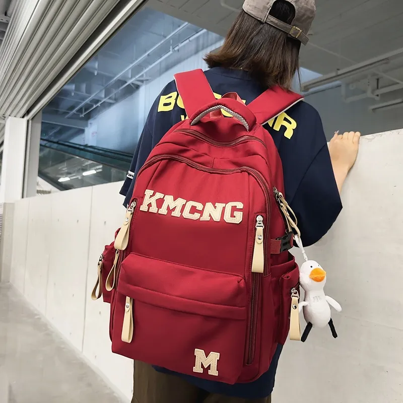 Yalu Fabric Backpack Unisex Black/Red/Khaki/Blue-8
