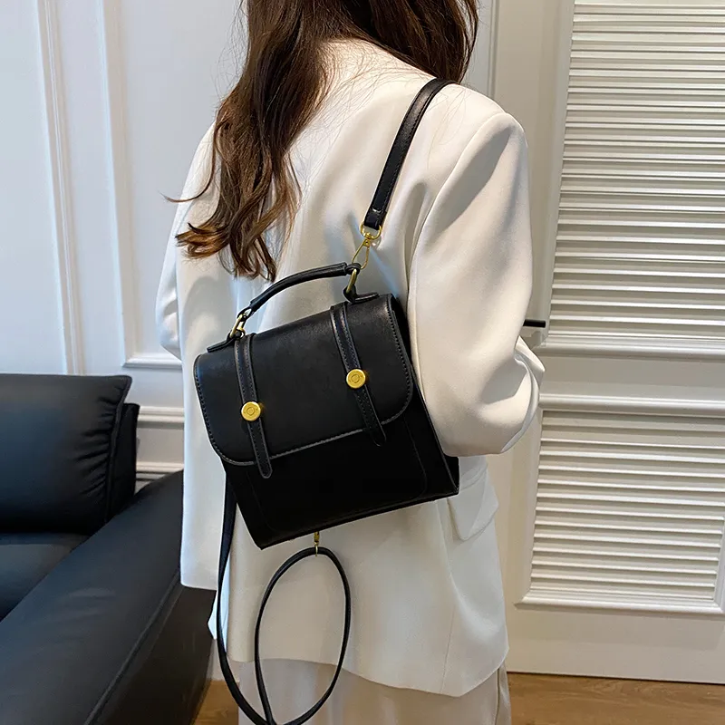 Yalu PU Crossbody Handheld Backpack, One Shoulder Backpack Women's Ecru/Silver/Black/Coffee/Pink-10