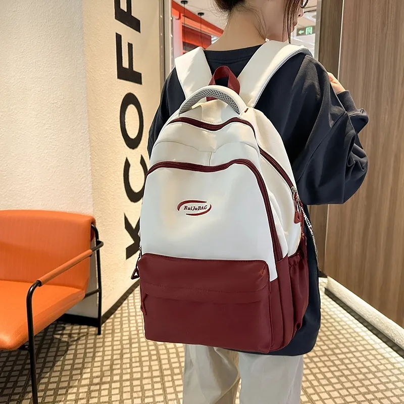Yalu Nylon Backpack Unisex White/Light Yellow/Orange/Khaki/Pink-6
