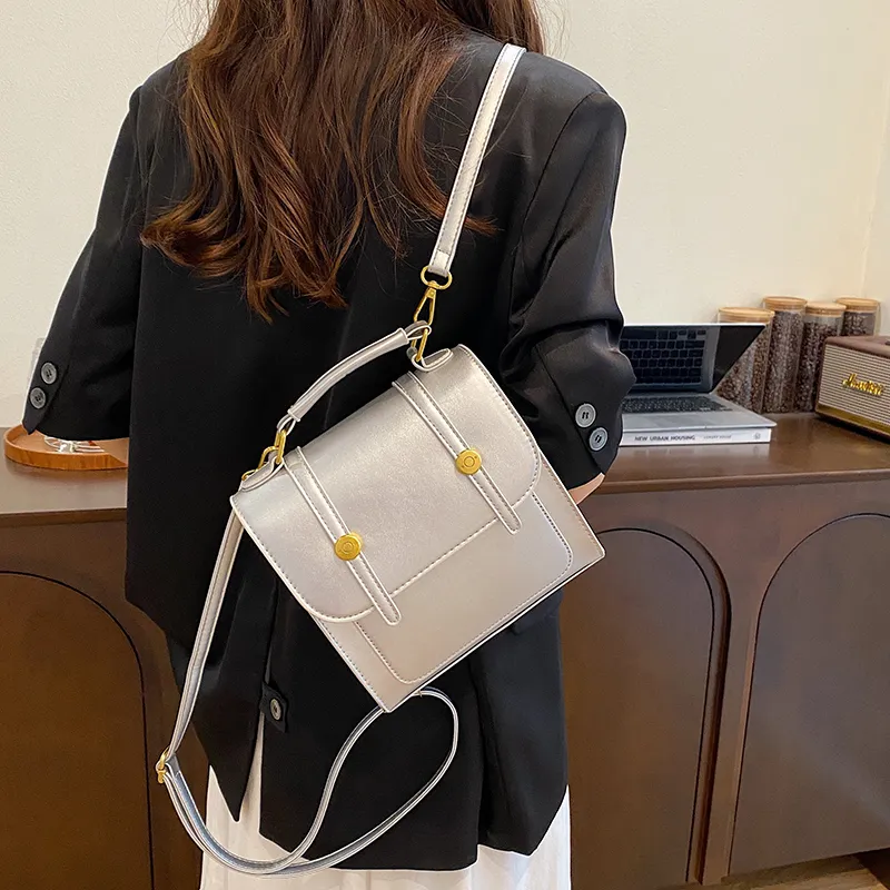 Yalu PU Crossbody Handheld Backpack, One Shoulder Backpack Women's Ecru/Silver/Black/Coffee/Pink-18