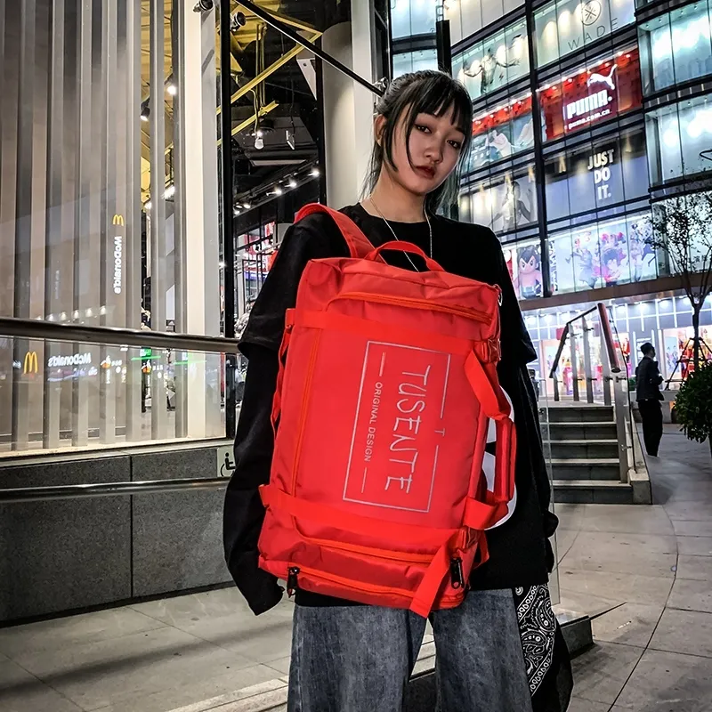 Yalu Nylon Backpack Regular Unisex Light Gray/Dark Gray/Black/Red-27
