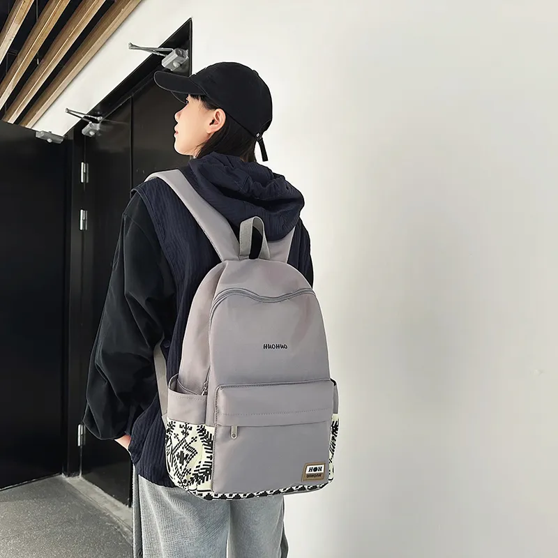 Yalu Nylon Backpack Unisex White/Gray/Black/Pink/Coffee/Green-9