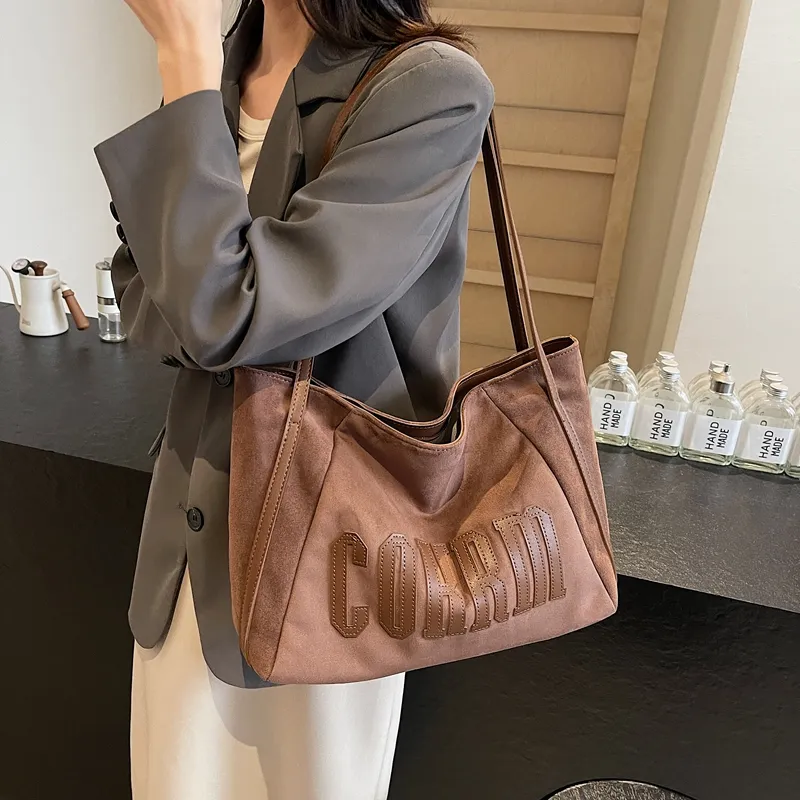 Yalu Suede Underarm Shoulder Bag Women's Black/Khaki/Coffee/Brown-17
