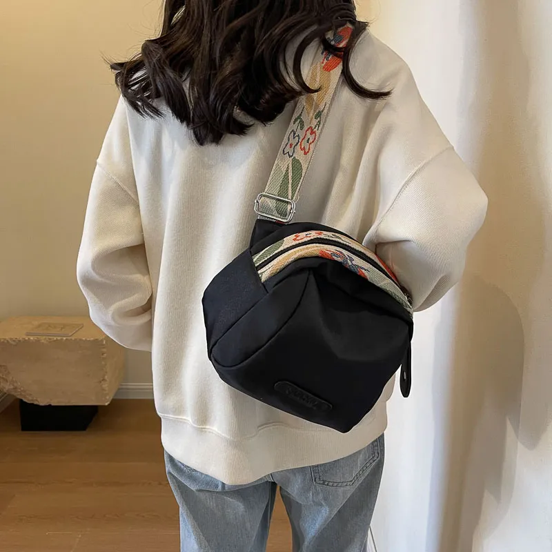 Yalu Nylon Shoulder Bag, Crossbody Bag Unisex Orange/Black/Ecru-12
