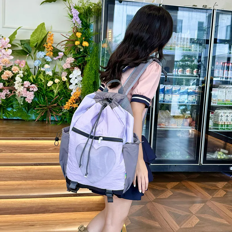 Yalu Nylon Backpack Regular Unisex Green/Pink/Brown-18