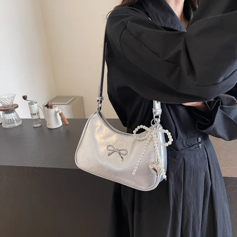 Yalu PU Shoulder Bag, Crossbody Bag Women's Ecru/Silver/Black/Red/Brown-12