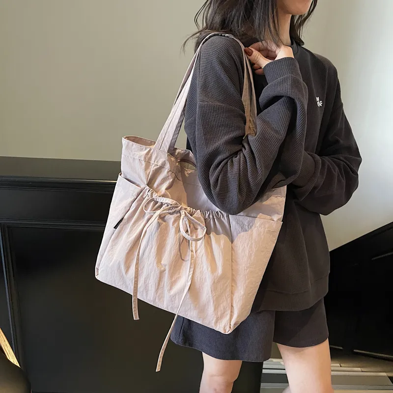 Yalu Nylon Underarm Shoulder Bag Unisex Ecru/Black/Pink/Green/Brown-27