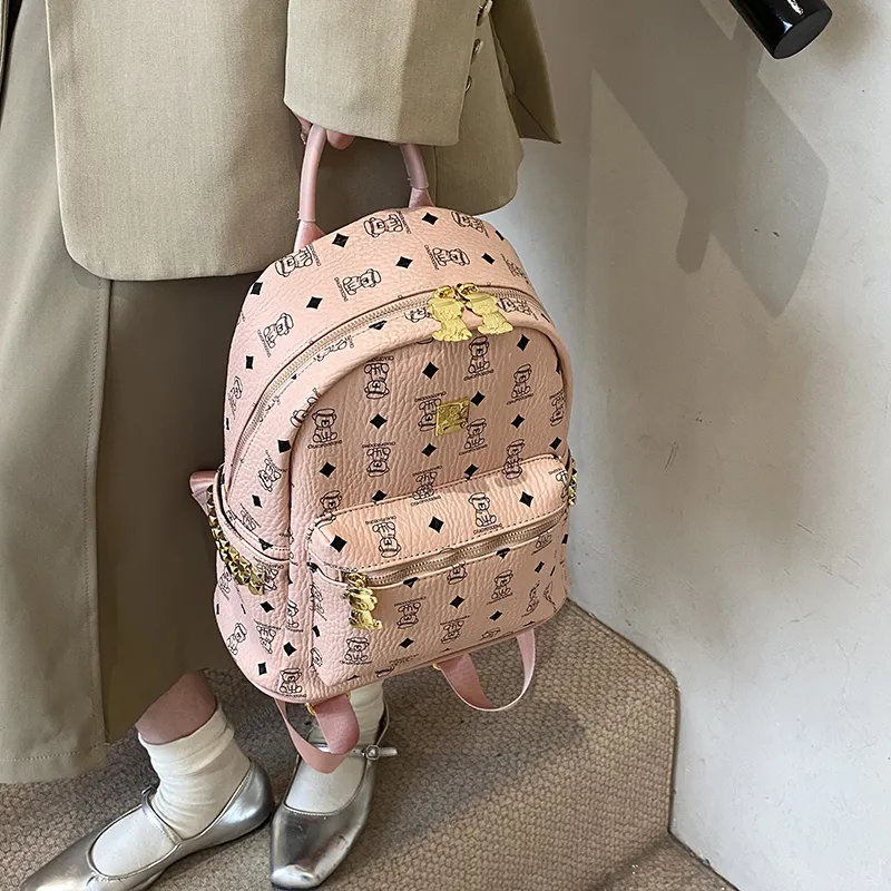 Yalu PU Backpack Regular Women's Black/Beige/Pink/Brown-3