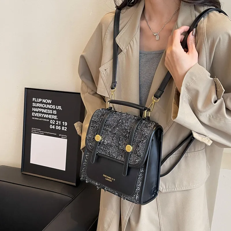 Yalu PU Backpack, Shoulder Bag, Crossbody Bag Regular Women's Light Brown/Black/Black White Plaid-10