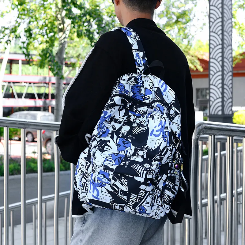 Yalu Nylon Backpack Unisex Pink/Gray/Green/Blue/Navy Blue-18