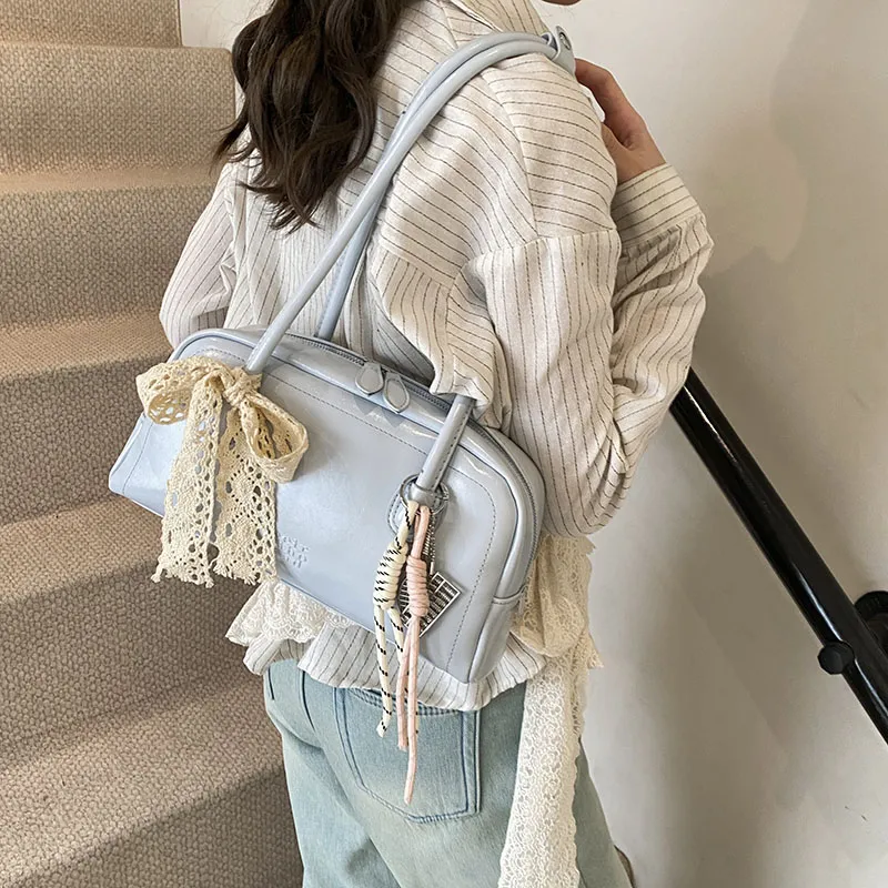 Yalu PU Shoulder Bag Regular Women's Pink/White/Silver/Black/Blue-31