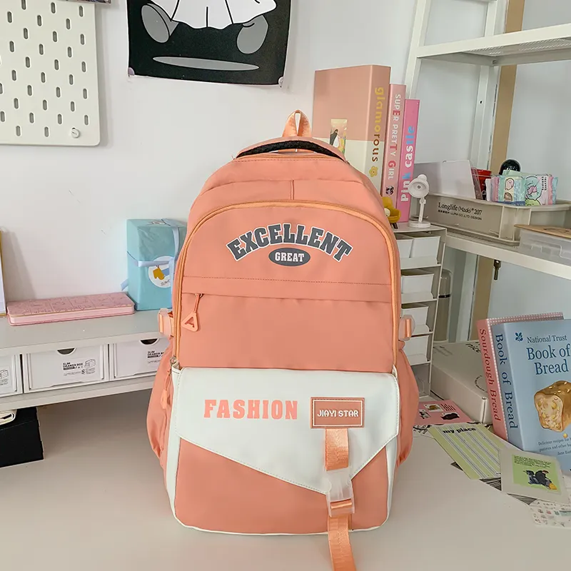 Yalu Nylon Backpack Unisex Black/Orange Red/Coffee/Green/Blue/Pink-5