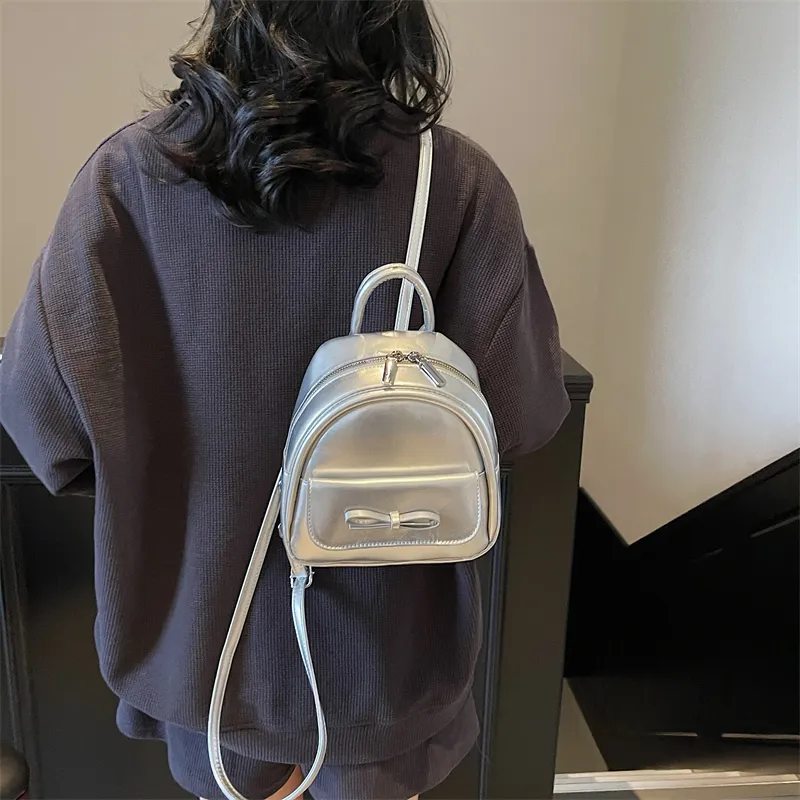 Yalu PU Backpack Women's Ecru/Silver/Black/Light Green/Pink-11