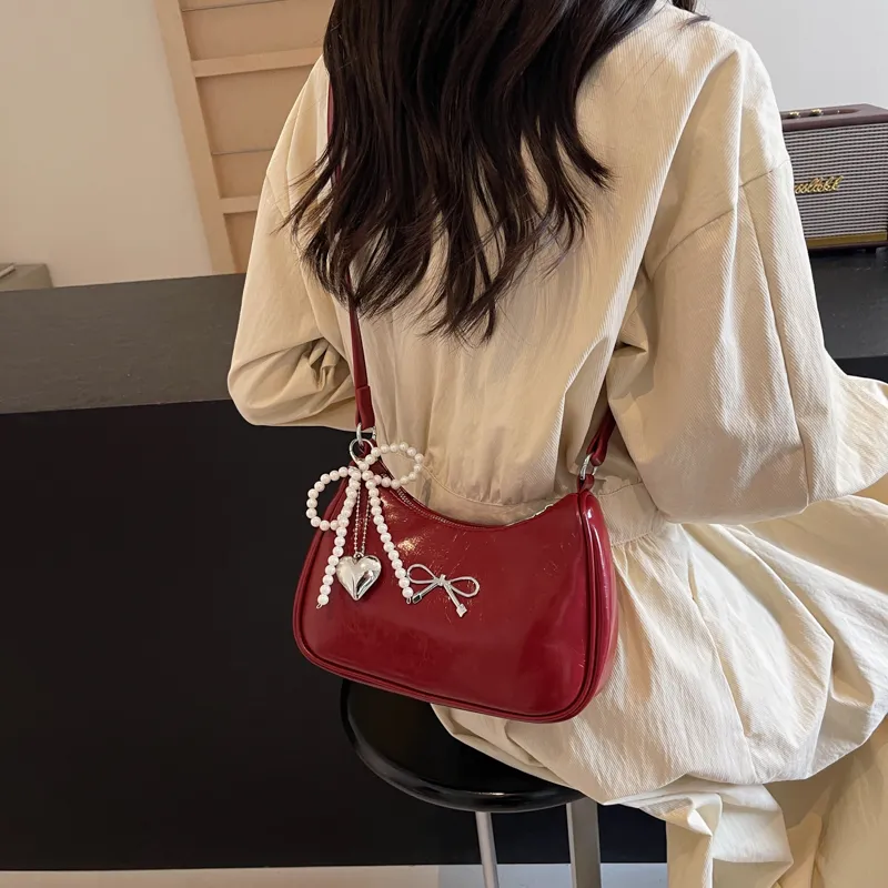 Yalu PU Shoulder Bag, Crossbody Bag Women's Ecru/Silver/Black/Red/Brown-22