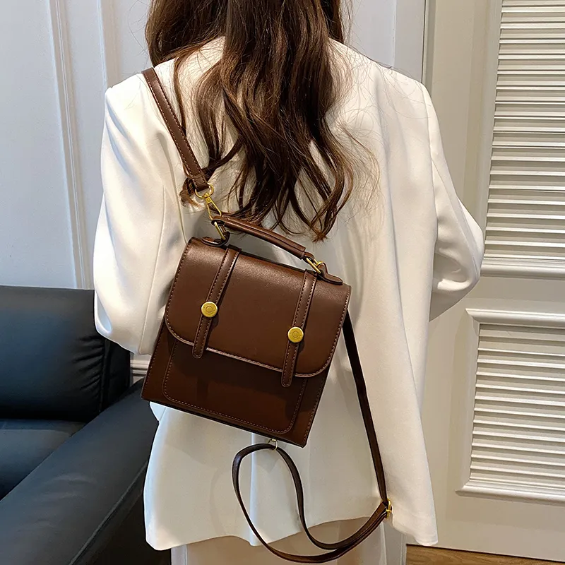 Yalu PU Crossbody Handheld Backpack, One Shoulder Backpack Women's Ecru/Silver/Black/Coffee/Pink-26