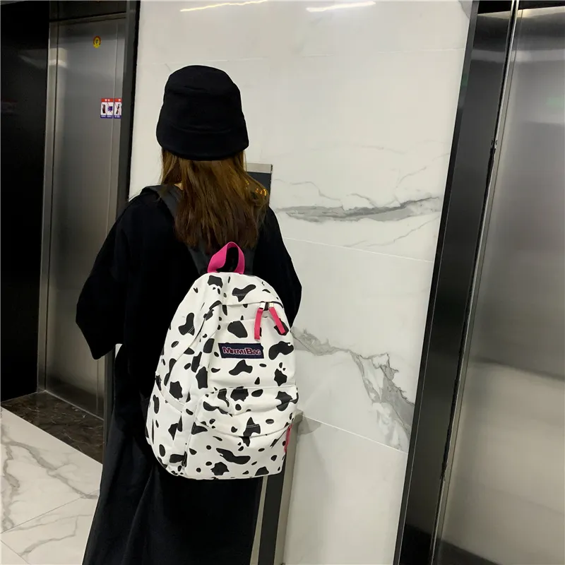 Yalu Nylon Backpack Unisex Leopard Print/Cow-13