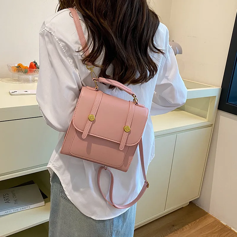 Yalu PU Crossbody Handheld Backpack, One Shoulder Backpack Women's Ecru/Silver/Black/Coffee/Pink-33