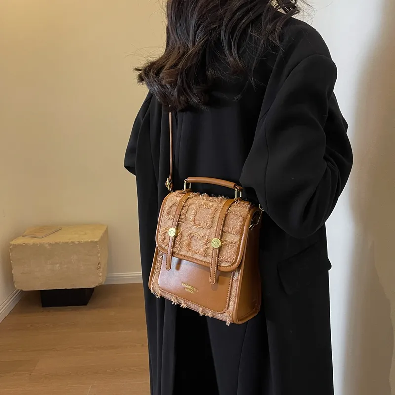 Yalu PU Backpack, Shoulder Bag, Crossbody Bag Regular Women's Light Brown/Black/Black White Plaid-5