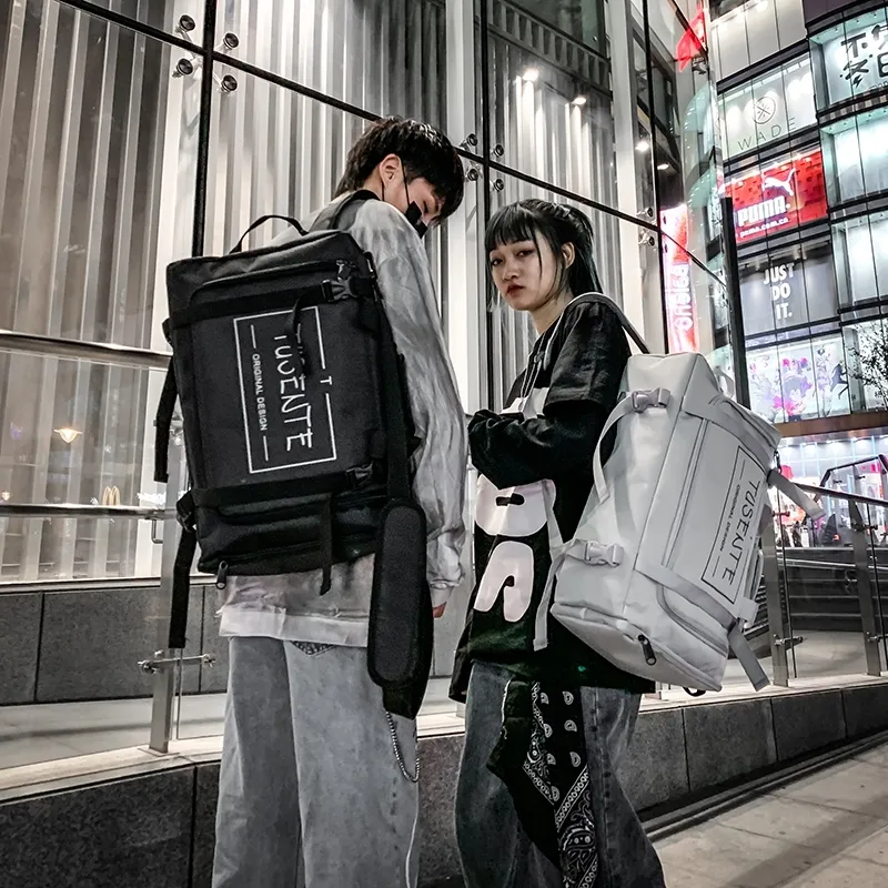 Yalu Nylon Backpack Regular Unisex Light Gray/Dark Gray/Black/Red-10