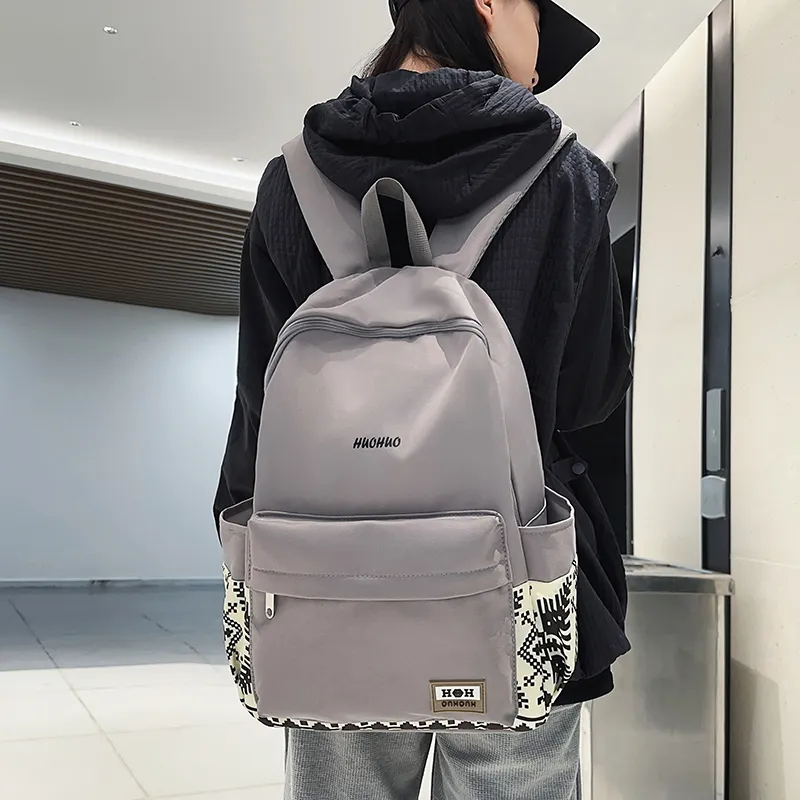 Yalu Nylon Backpack Unisex White/Gray/Black/Pink/Coffee/Green-12
