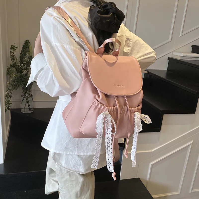 Yalu PU Backpack Women's Ecru/Pink/Black-13