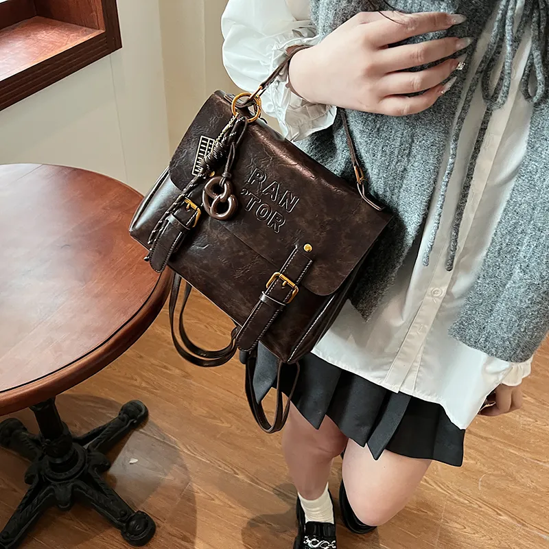 Yalu PU Backpack Regular Women's White/Black/Coffee/Brown-16