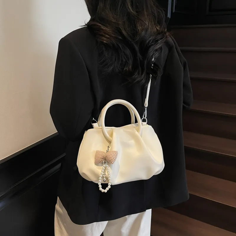 Yalu PU One Shoulder Handbag Women's Ecru/Black/Yellow/Pink-2
