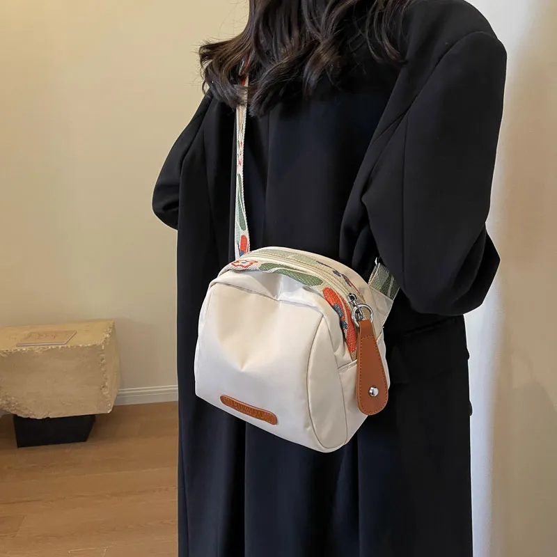 Yalu Nylon Shoulder Bag, Crossbody Bag Unisex Orange/Black/Ecru-17