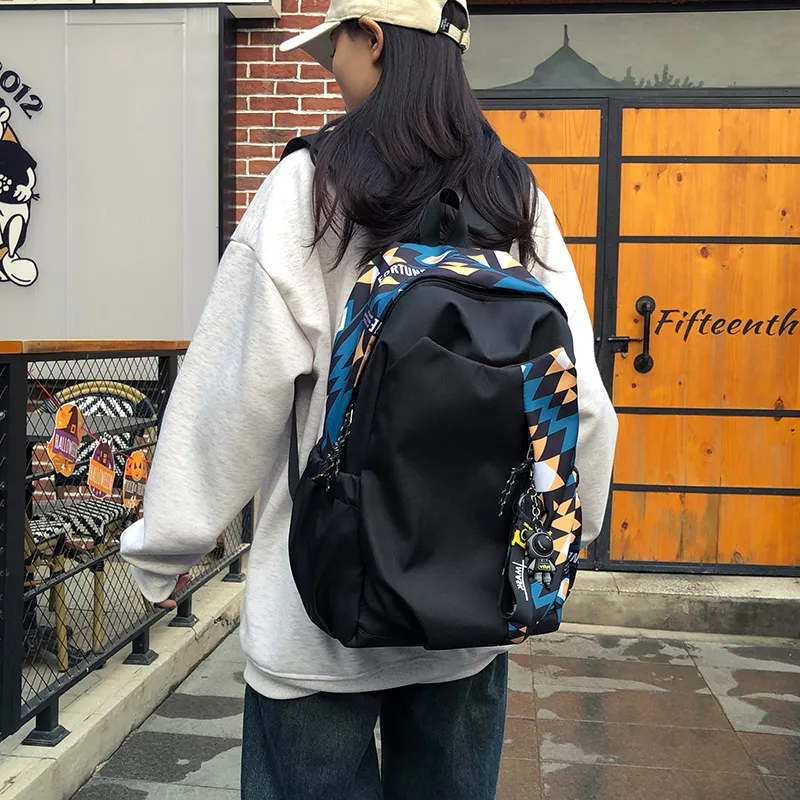 Yalu Nylon Backpack Regular Unisex Red/Yellow/Emerald Green/Peacock Blue-3