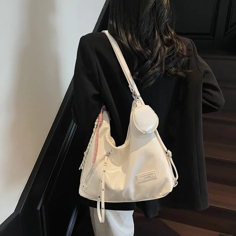 Yalu PU Backpack Women's Ecru/Black/Blue/Pink-3
