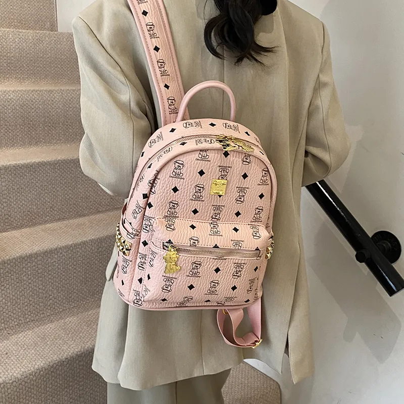 Yalu PU Backpack Regular Women's Black/Beige/Pink/Brown-6