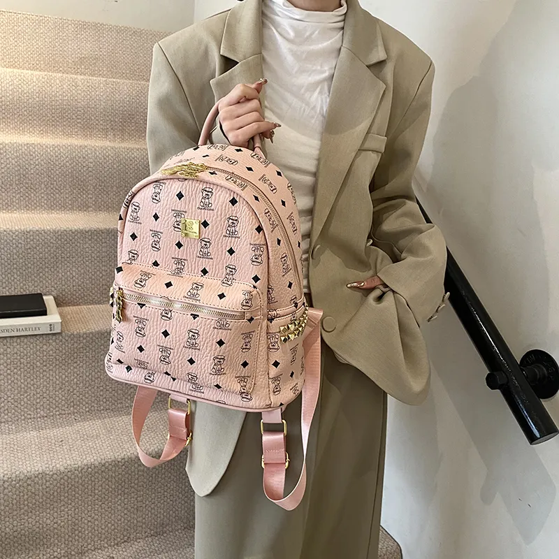 Yalu PU Backpack Regular Women's Black/Beige/Pink/Brown-2
