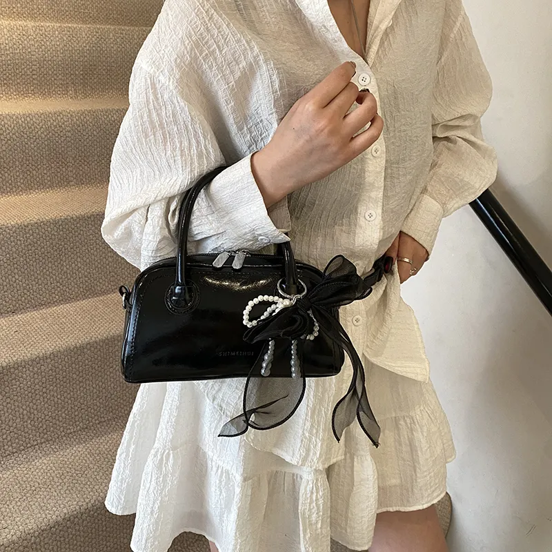 Yalu PU Crossbody One Shoulder Handbag Women's Ecru/Silver/Black/Pink-16
