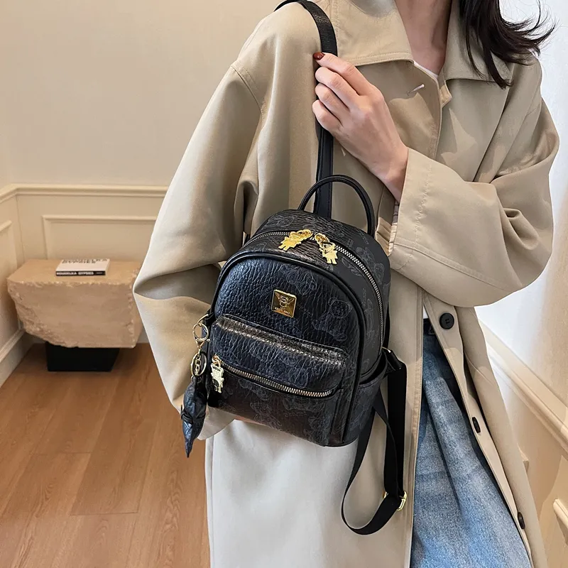 Yalu PU Backpack Women's White/Black/Pink/Brown-8