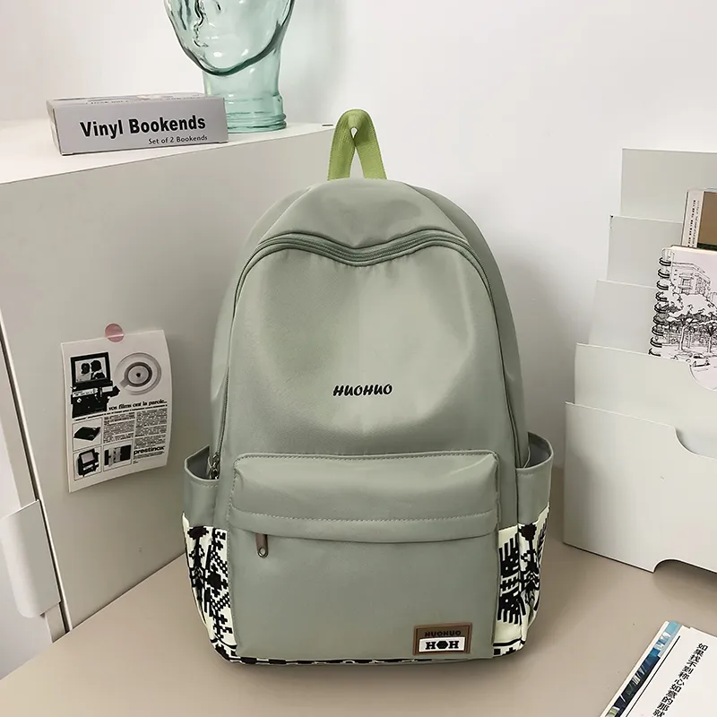 Yalu Nylon Backpack Unisex White/Gray/Black/Pink/Coffee/Green-31