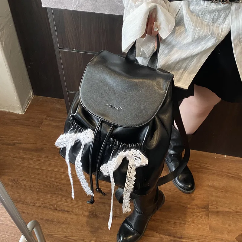Yalu PU Backpack Women's Ecru/Pink/Black-16