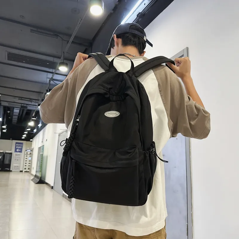 Yalu Nylon Backpack Regular Unisex Gray/Black/Light Green/Green/Pink-9